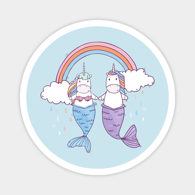 Unicorns-Mermaids in Love Magnet by Olya Yatsenko